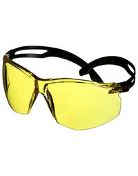 3M SecureFit 500 Series Safety Glasses SF503SGAF-BLK, Black, Scotchgard Anti-Fog Coating, Amber AF-AS Lens