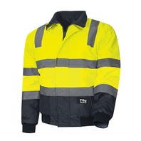 TRu Workwear TJ2930T4 Quilted Rain Jacket with Reflective Tape - Yellow/Navy